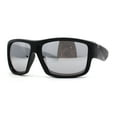 thumbnail image 2 of Mens Classic Thick Plastic Horn Sport Sunglasses Matte Black Silver Mirror, 2 of 4