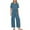 Blue, variant on jjayotai Women's New Summer Fall Jumpsuit, Solid Color Casual Cotton Linen Jumpsuits With Pockets Short-sleeved Wide-legged Pants Trousers