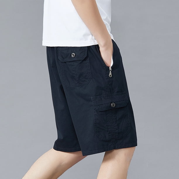 Ceisia Men's Fashion Casual Workwear Stretchy Gift Waist Multiple Zipper Pockets Solid Half Shorts - All-Season Outdoor Daily P ants