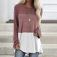 thumbnail image 4 of Minnieouse Mujer Camiseta Manga Larga Cuello Contraste Color Algodón Top Prendas para la parte del cuerpo rojo ladrillo SG, 4 of 6