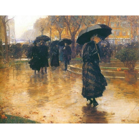 "Rain Storm, Union Square-Hassam - CANVAS OR FINE PRINT WALL ART"
