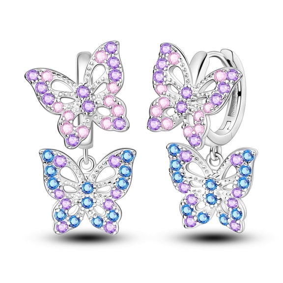 MULA Original Shining Butterfly 925 Sterling Silver Hoop Earrings AAA CZ for Women Jewelry Gift