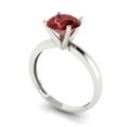 thumbnail image 2 of Solitaire Engagement Ring for Women - 1.5ct Natural Garnet in 14K White Gold Promise Ring, 2 of 6