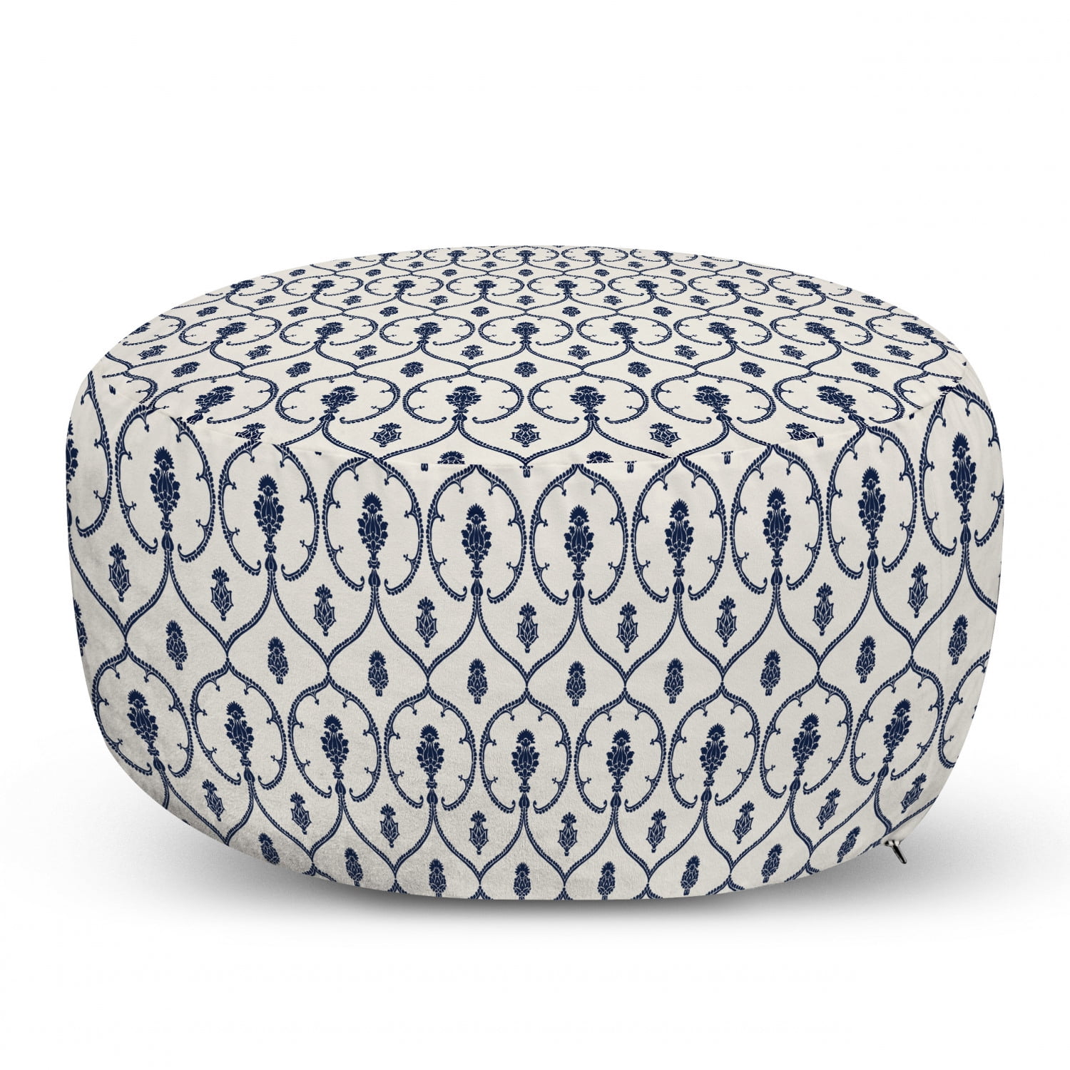 Sea Blue and Dark Turquoise Decorative Soft Foot Rest with Removable Cover Living Room and Bedroom Repeating Formations of Botanical Plants on a Plain Background Ambesonne Floral Ottoman Pouf