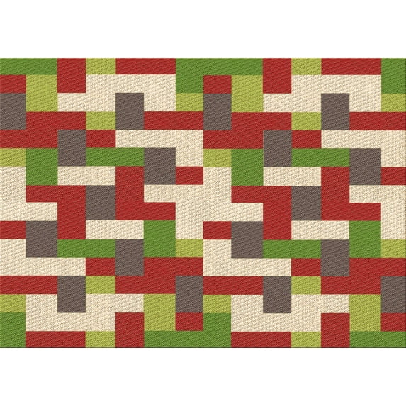 Ahgly Company Indoor Rectangle Patterned Ginger Brown Green Area Rugs, 8' x 10'