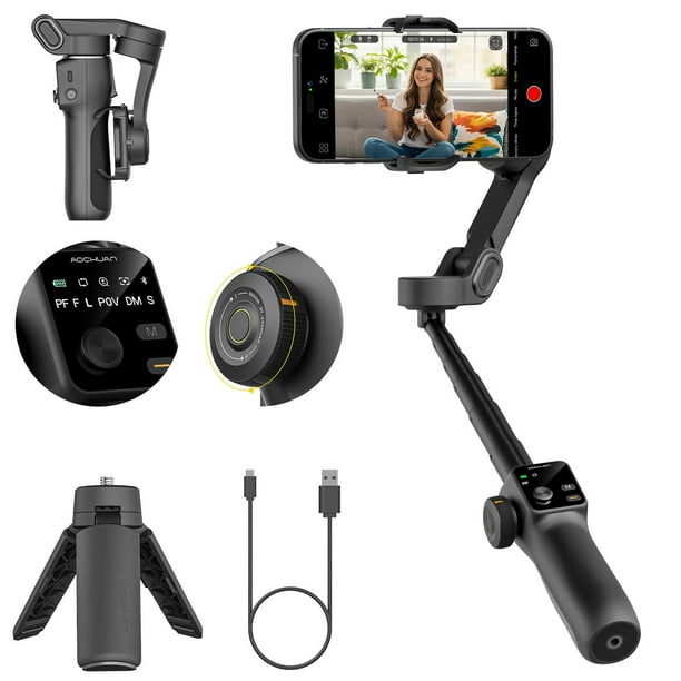 Estabilizador de cardán AOCHUAN de 3 ejes para iPhone y Android Smart V8