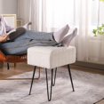 thumbnail image 3 of CUYOCA Vanity Stool Chair with Storage, Footstool Ottoman Faux Fur with Metal Legs, White, 3 of 7