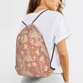 thumbnail image 6 of XMXT Unisex Drawstring Backpack for Women Men, Elegant Orange Floral Waterproof Gym Bag String Bags for Shopping Sport Travel, m, 6 of 8