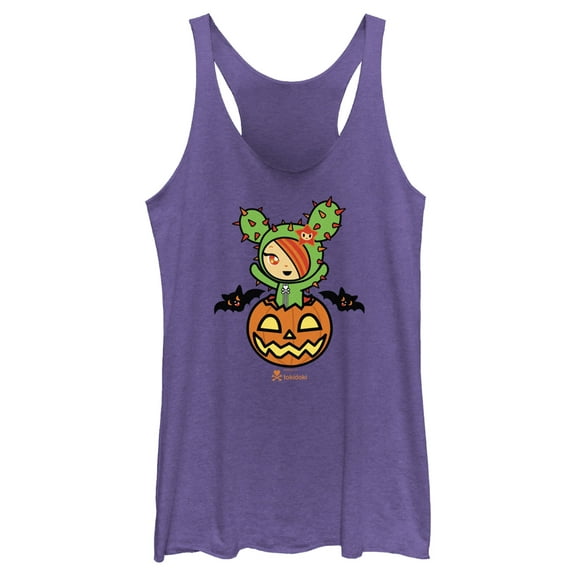 Women's Tokidoki Halloween jack-o'-lantern SANDy Racerback Tank Top Purple Heather X Large