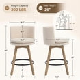 thumbnail image 2 of Dayalane Modern Bar Stools Set of 2, 26" Swivel Counter Height Bar Stools with Barrel Back, Linen Upholstered Barstools with Wood Legs for Kitchen Island, Dining Room, Home Bar，Beige, 2 of 15