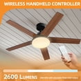thumbnail image 6 of Craftian 52-inch Ceiling Fan with Light and Remote Control, Modern Downrod Mount Ceiling Fan with 6-Speed,5 Fan Blades - Black & Walnut, 6 of 8