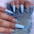 thumbnail image 1 of 24 piezas de uñas ataúd para mujeres, uñas postizas extralargas, pegamento en las uñas, uñas postizas de mariposa con pegamento, 1 of 5