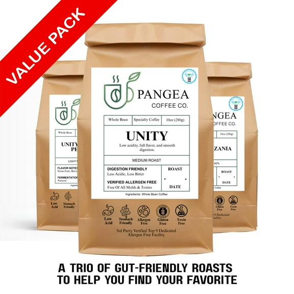 Pangea Coffee Co. Medium Roast Allergen-Free Whole Bean Coffee, 3-Pack, 30 oz
