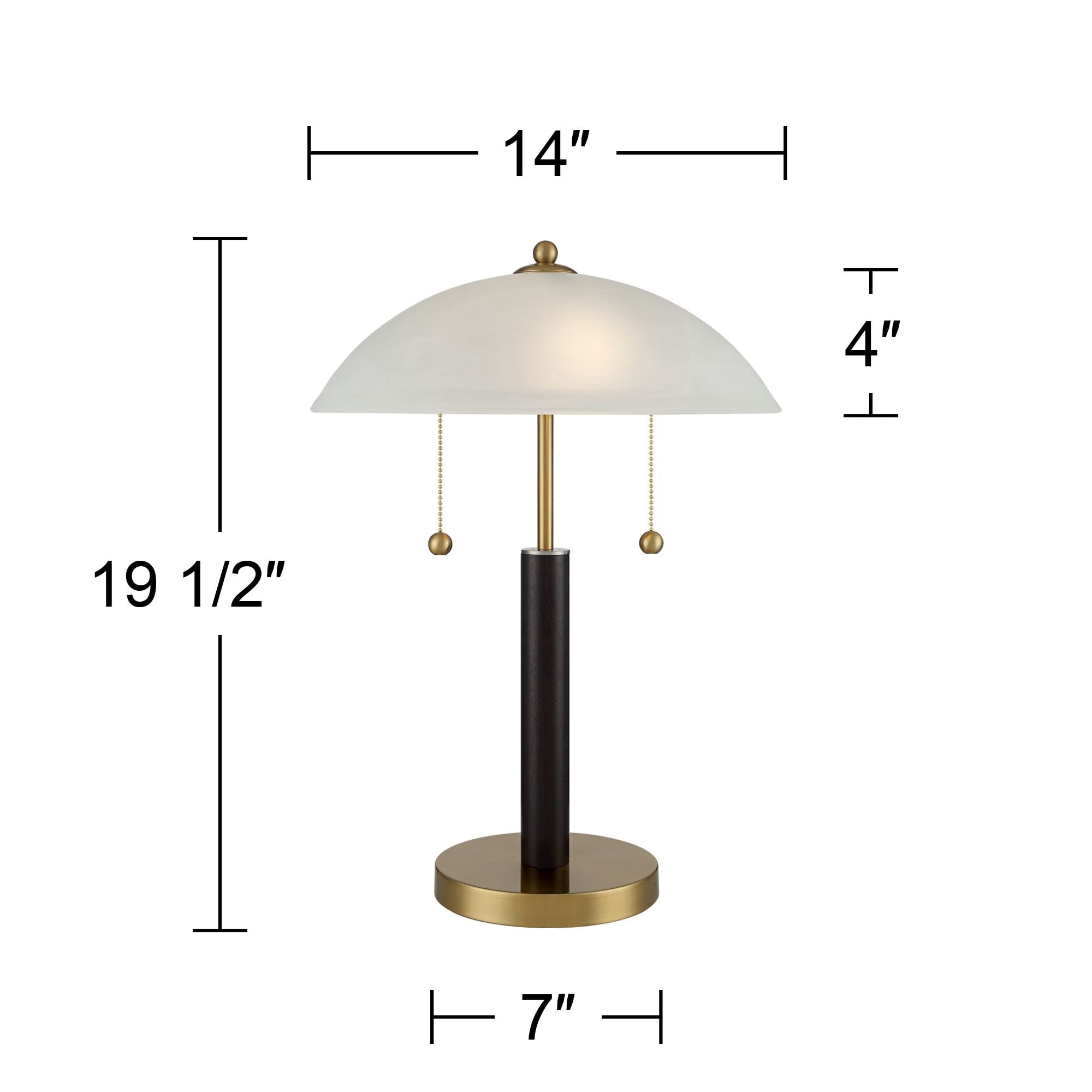 360 Lighting Mid Century Modern Desk Lamp 19 1/2" High Brown Wood White Frosted Glass Dome Shade for Bedroom Living Room Office