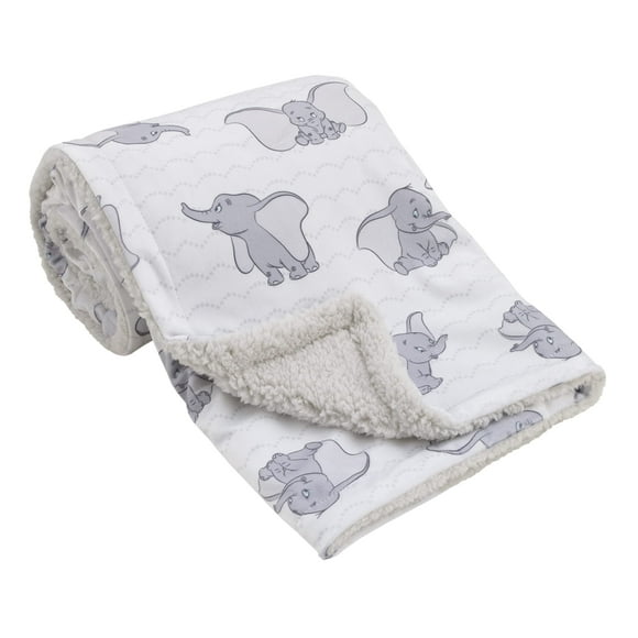 Manta para bebé Disney Dumbo supersuave blanco/gris, 76 x 102 cm