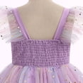 thumbnail image 2 of IBTOM CASTLE Toddler Flower Girl Dress, Flutter Sleeve Floral Embroidery Smocked Tulle Tutu Princess Dresses for Birthday Wedding Purple Floral, 2 of 7