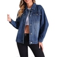 thumbnail image 2 of CHAQUETA DE MEZCLILLA INSPIRE CHIC para mujeres, chaquetas vintage de botones con mangas largas, 2 of 6