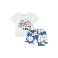thumbnail image 2 of Musuos Toddler Boys Shorts Set, 6M 12M 18M 24M 3Y Short Sleeve Letters Print T-shirt with Baseball Print Shorts Summer Outfit, 2 of 10