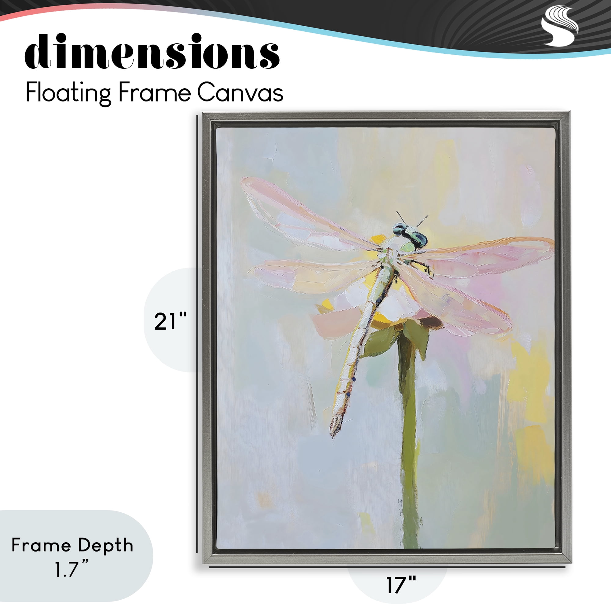 Stupell Industries Pastel Dragonfly Landing Gray Framed Floater Canvas Wall Art, design by The Prints Vibe