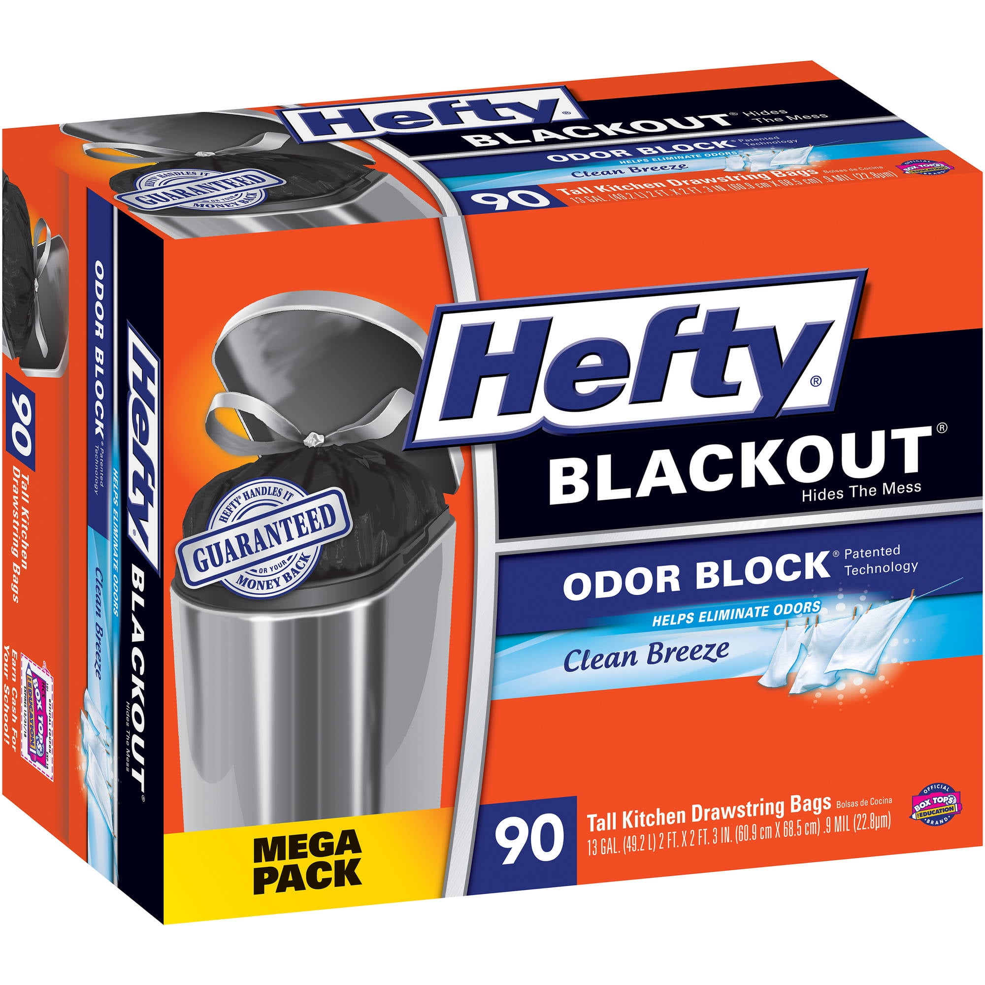 Hefty Blackout Clean Breeze Tall Kitchen Drawstring Bags 13 Gallon Hefty Blackout Clean Breeze Tall Kitchen Drawstring Bags 13 Gallon 90 Count