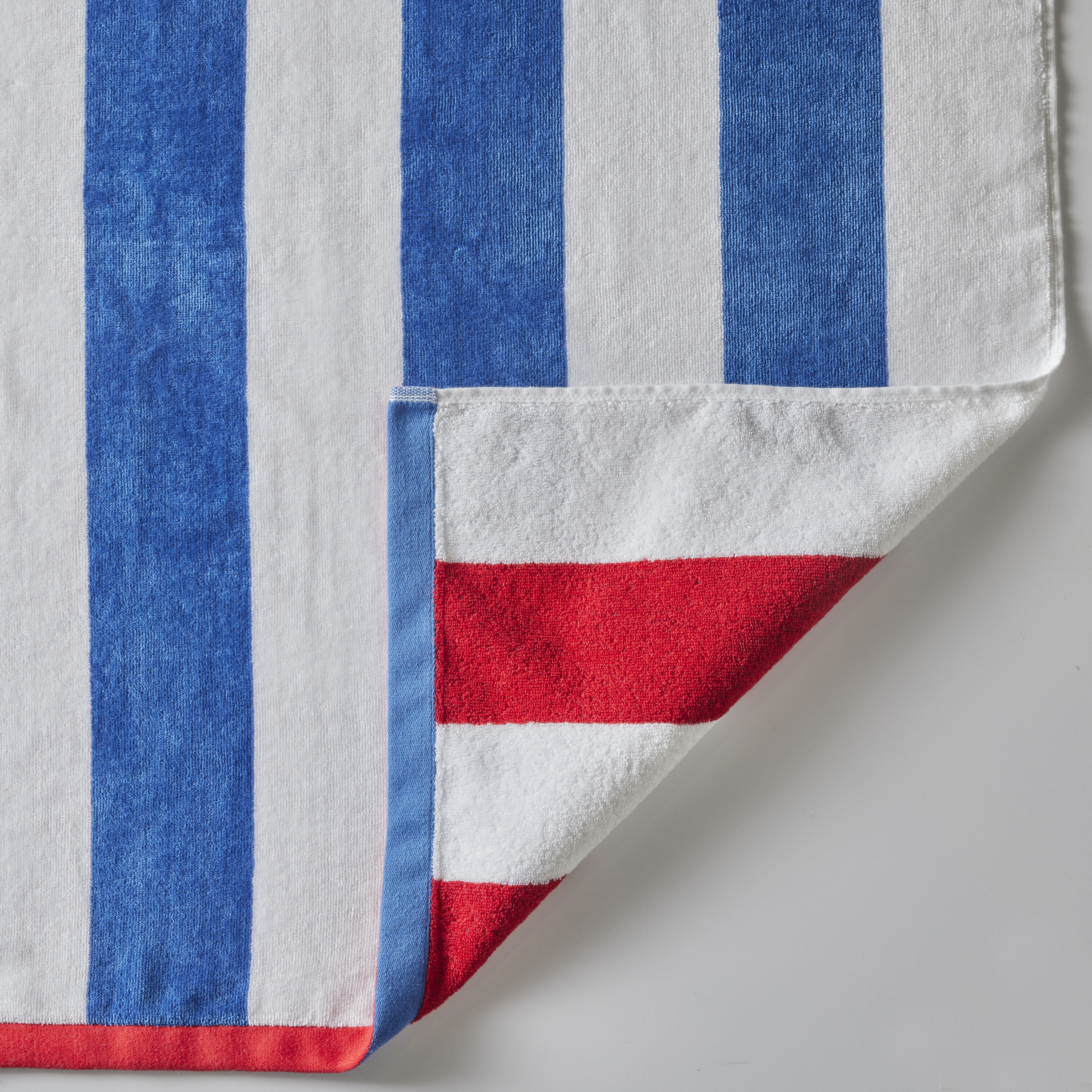 Better Homes & Gardens Oversized Reversible Cotton Blend Navy & Red Cabana Striped Beach Towel, 38” x 72"