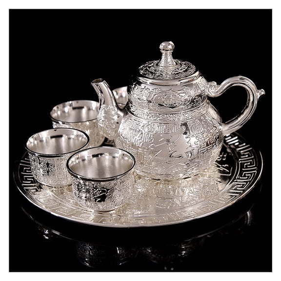 Tea Set Handmade Silver Tea Set Teapot Fair Cup Silver Cup Large Set Teacup Teapot Tea Tray