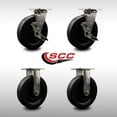 thumbnail image 2 of 8 Inch 316SS Polyolefin Caster Set with Roller Bearings 2 Brakes 2 Rigid SCC, 2 of 2