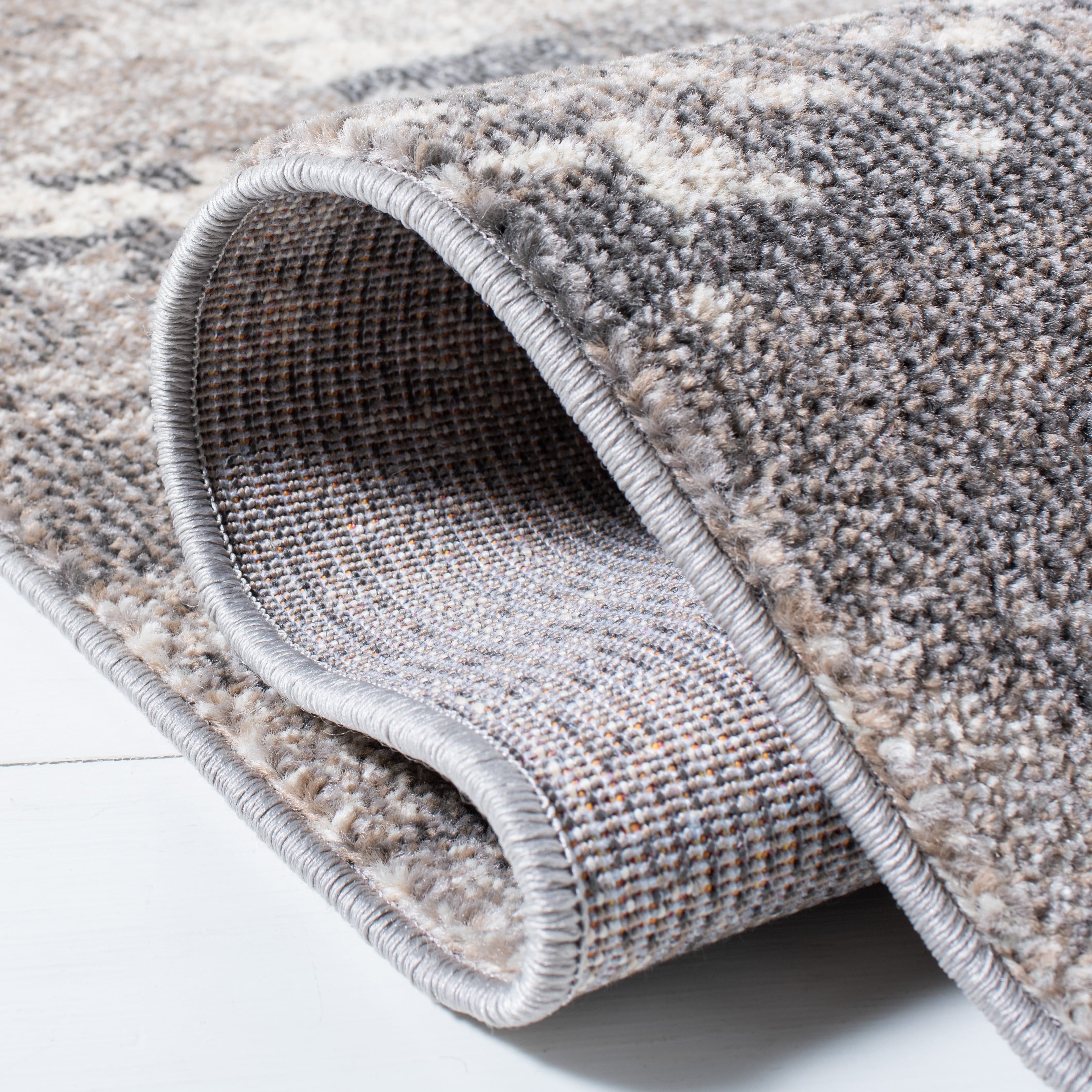 SAFAVIEH Madison Oscar Abstract Distressed Area Rug, Beige/Grey, 8' x 10'