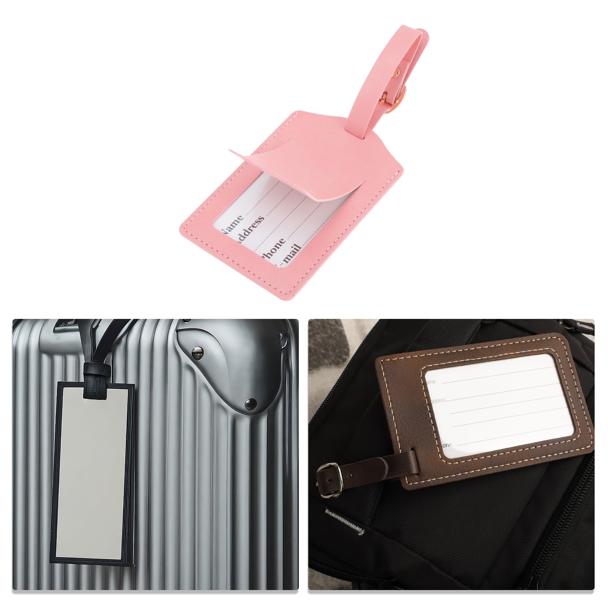 Unique Bargains 1 Pc Embossed Adventure Luggage Tag for Travel Pink