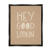 Stupell Industries Hey Good Lookin Phrase Inspirational Painting Black Floater Framed Canvas Art Print Wall Art, 17 x 21