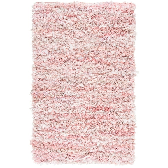 SAFAVIEH Rio Dallas Geometric Polyester Shag Area Rug, Light Pink, 8' x 10'