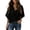 Black, variant on Womens 3/4 Sleeve V Neck Wrap Draped Front Blouses Tops Blouses and Short Sleeve Chiffon Shirts and Tops Yellow XL
