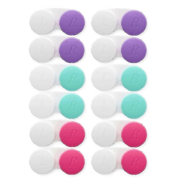 12 PCS Contact Lens Case, Colorful Contact Case Left/Right Eyes, Portable Contact Lens Box, Bulk Box Holder Soak Storage Kit, Contact Lens Container f