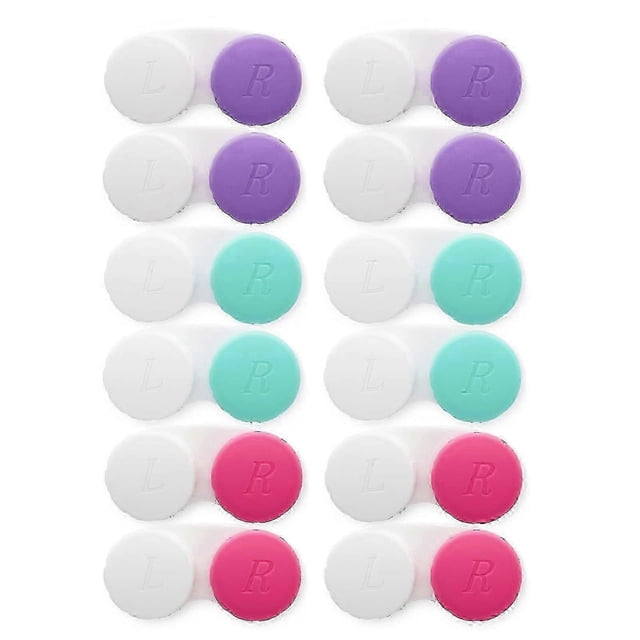 12 PCS Contact Lens Case, Colorful Contact Case Left/Right Eyes, Portable Contact Lens Box, Bulk Box Holder Soak Storage Kit, Contact Lens Container f