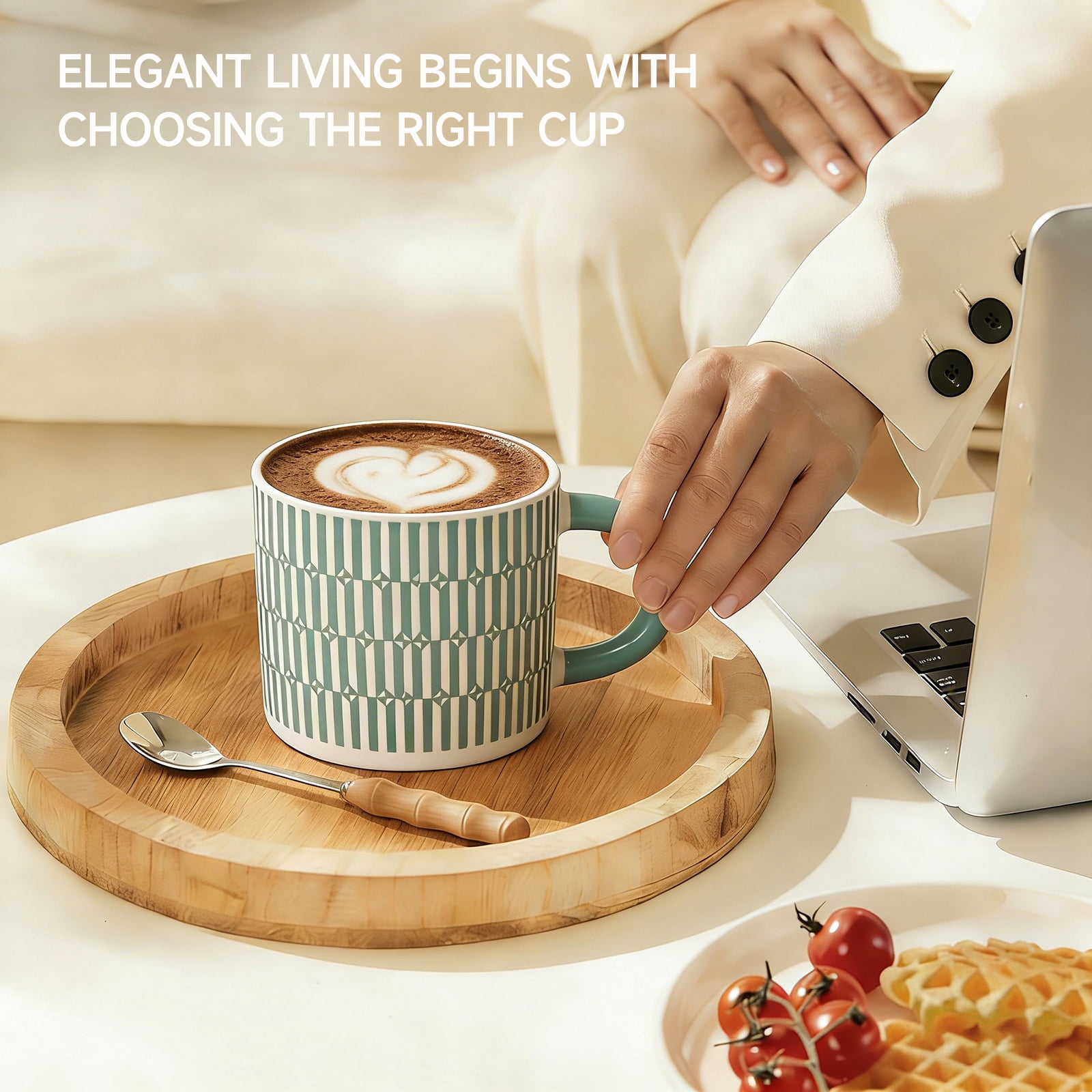 ALOFMO Ceramic Coffee Mugs Set of 4,12oz  Coffee Cups with Handles, Tea Cups, Cappuccino Cup, Latte Cup, Microwave cups for Home Office