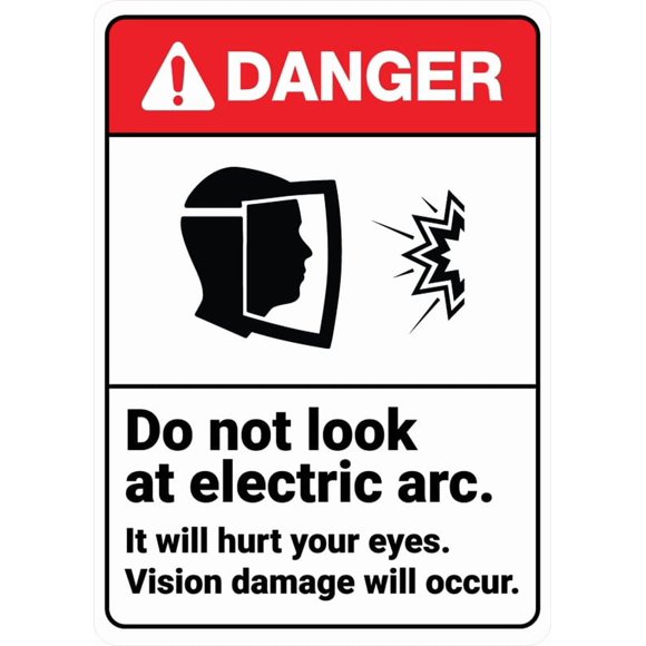 Danger Do Not Look Electric Arc Vision Damage Occur Sign Home Kitchen Farm Garden Garage Wall Decor 12X8Inch