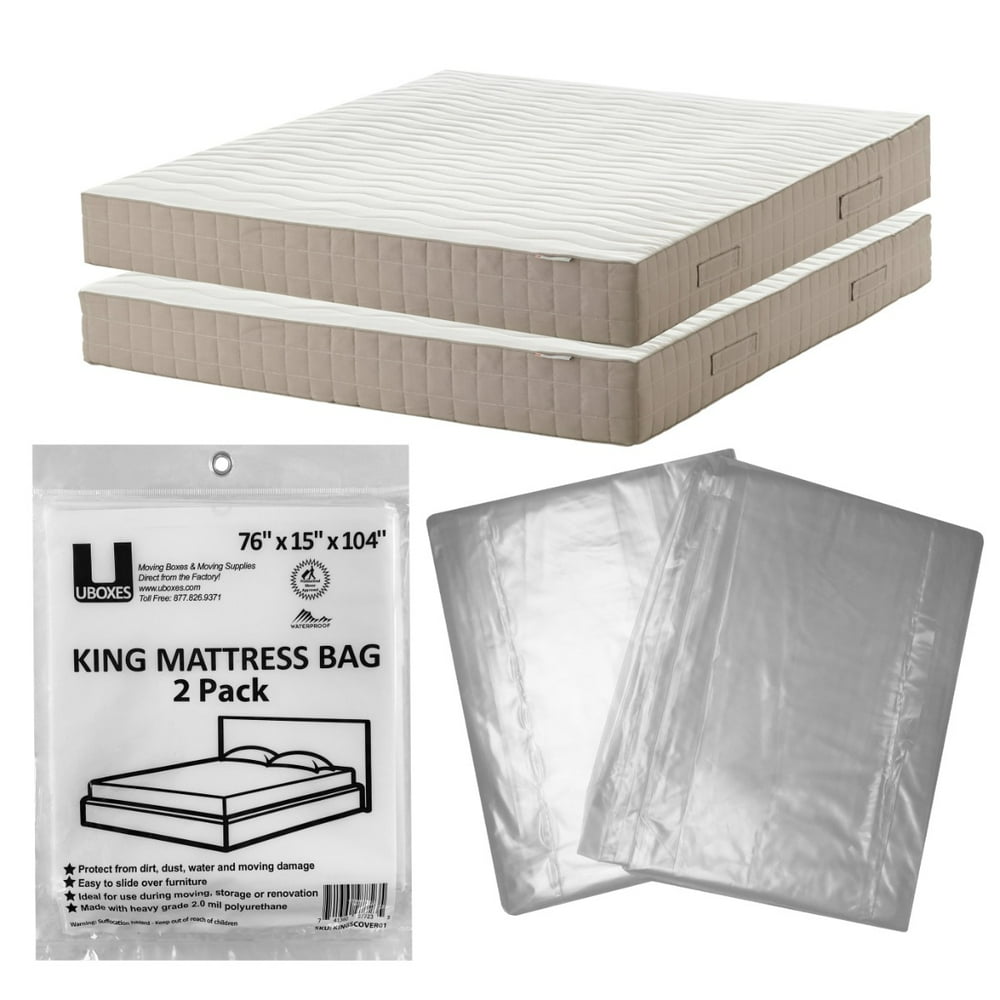 uBoxes King Mattress bags 2 Pack 76x15x104 Poly Bags Protective Moving