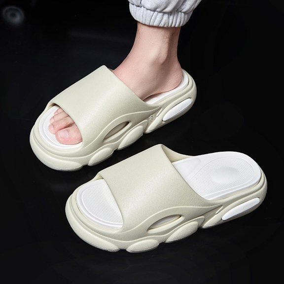 Pantuflas de EVA, pantuflas de playa, sandalias unisex, cómodas, antideslizantes, con suela gruesa, pantuflas para el piso, zapatos deslizantes para beige 35 a 36 Salvador Zapatillas de estar por casa