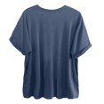 thumbnail image 7 of Womens Shirts Blouse Women's Oversized Monochromatic Quarter Sleeved V-neck Sports Shirt Casual Loose Pullover T-shirt Top, 7 of 7