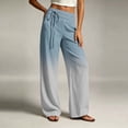 thumbnail image 7 of Danhjin Women's Gradient Pants Wide Leg High Elastic Waist with Drawstring Print Fashion Flowy Palazzo Loose Vacation Trousers, 7 of 7