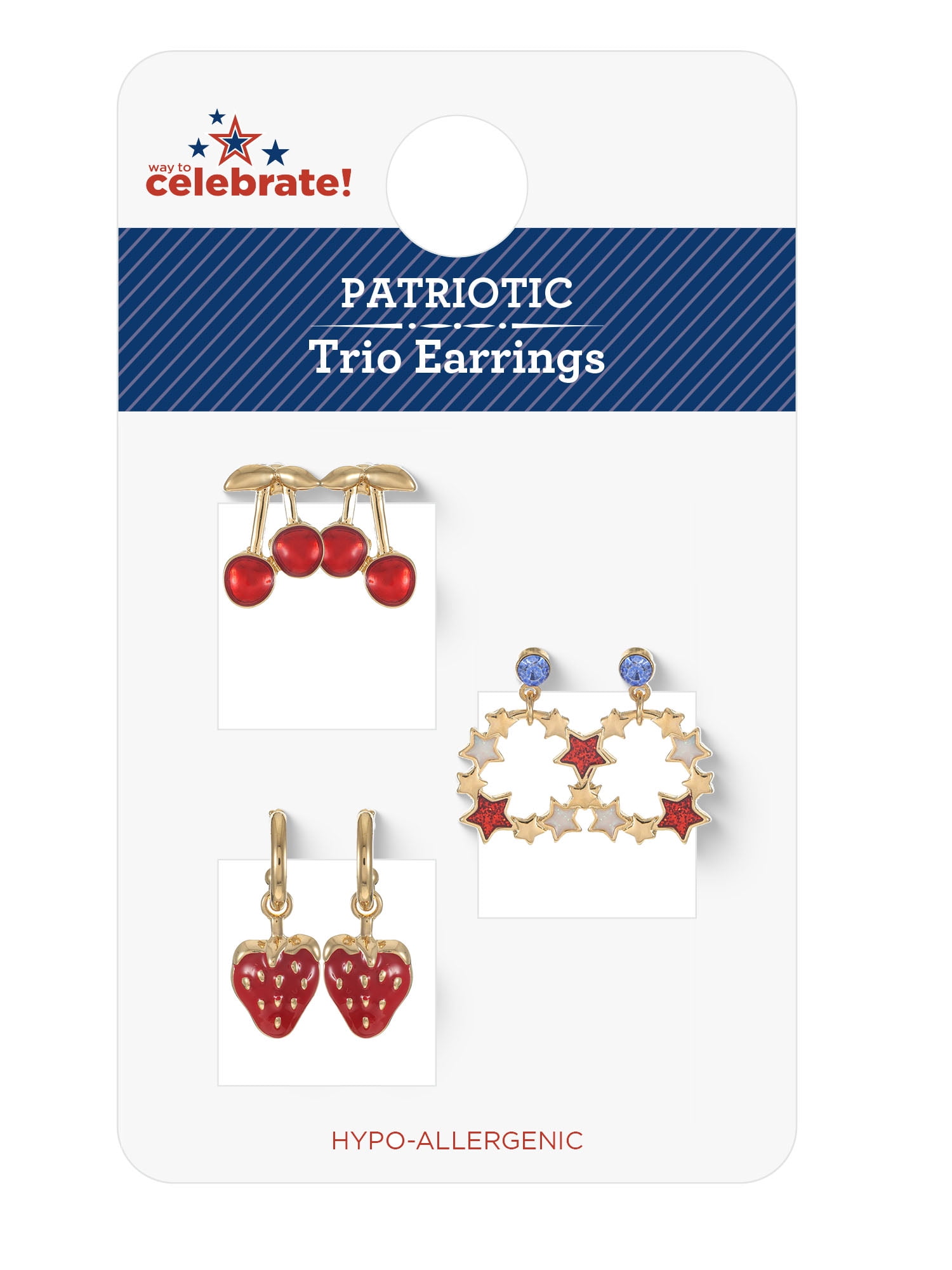 Way to Celebrate Americana Patriotic Fruit Earring Trio