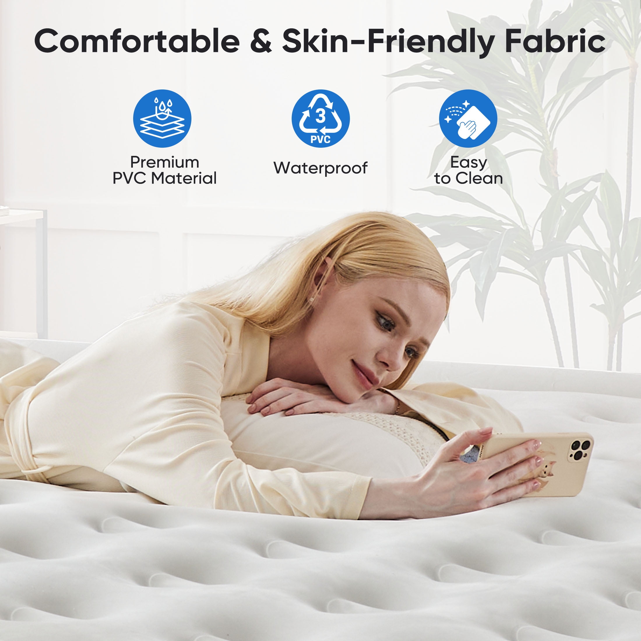 EDX 18'' Twin Airbed  Mattress with Built-in Pump, Inflatable Mattress for Home & Camping