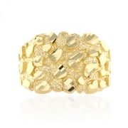 10k Solid Yellow Gold Diamond Cut Nugget Ring Size 7-11