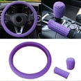 thumbnail image 1 of Purple Steering Wheel Cover Set for 15 Cars Handbrake and Gear Shift Covers, 1 of 3