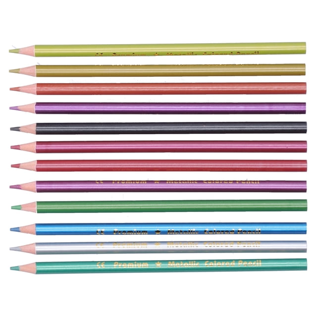 Colored Pencils, Convenient Glossy And Thick Refills Sketch Coloring Pen Color Smoothing With 12 Pencils For Professional Coloring For Children For Adult Metal Color Pencils