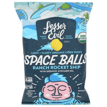 Lesser Evil Organic Ranch Rocket Ship Space Balls 5 oz - Pack of 5