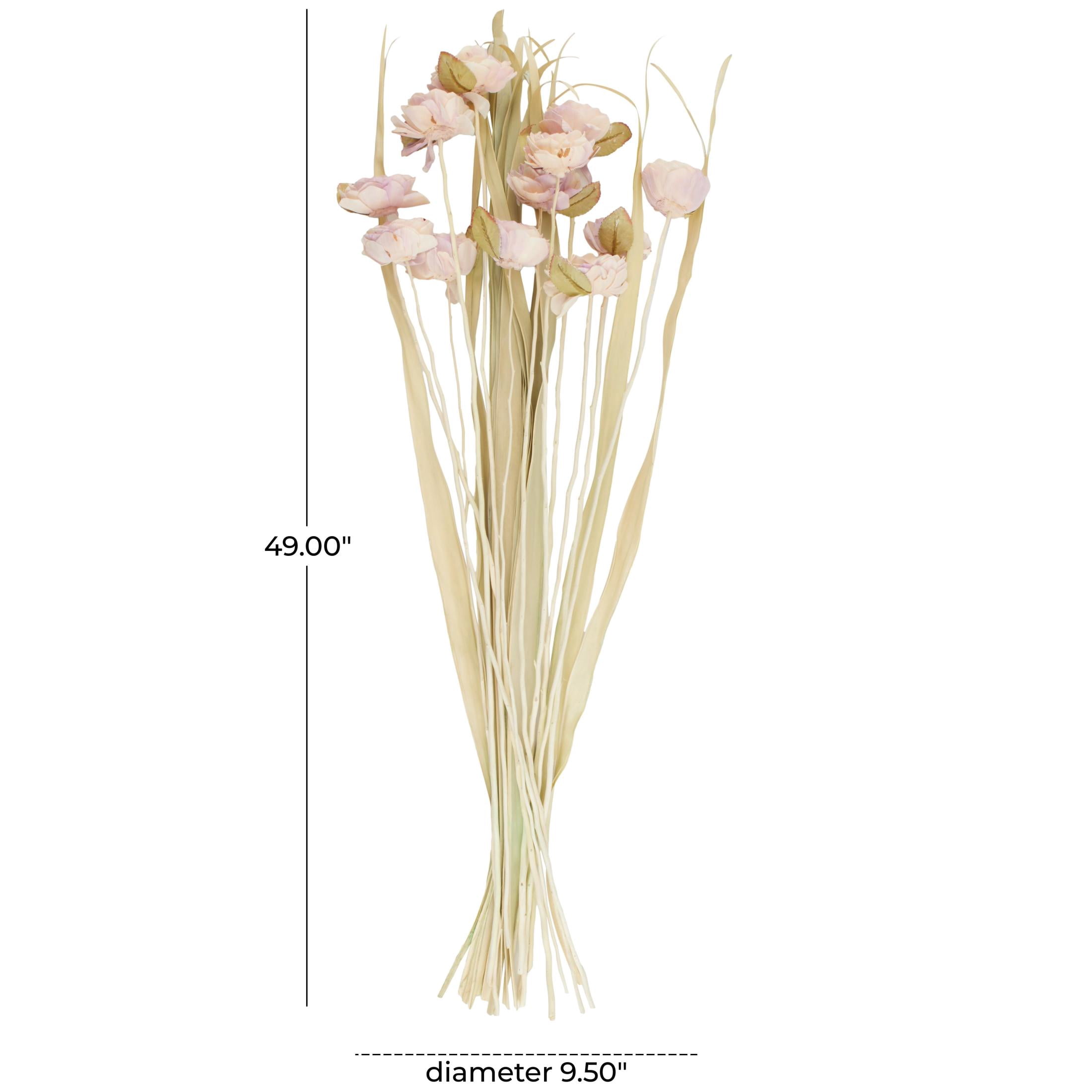 49" Tall Dried Plant Natural Foliage Bouquet with Pink Petals, by DecMode