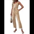 thumbnail image 1 of Elegantes de Verano para Mujer, Sin Mangas, con Cuello en U, Informales, de Pierna y Pantalones Largos 2025, Color Caqui, Talla S, 1 of 9