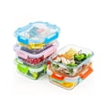 thumbnail image 1 of TechGen Borosilicate Glass Meal Prep Containers with Snap Lock Lids, 2 & 3 Compartment Bento Boxes, Microwave & Freezer Safe, 5 Containers + 5 Lids, 1 of 5