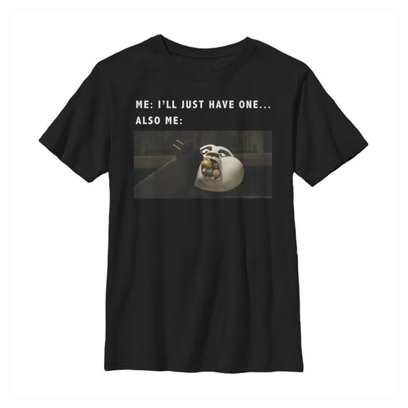 Boy's Kung Fu Panda I'll Just Have One Graphic Tee Black Medium